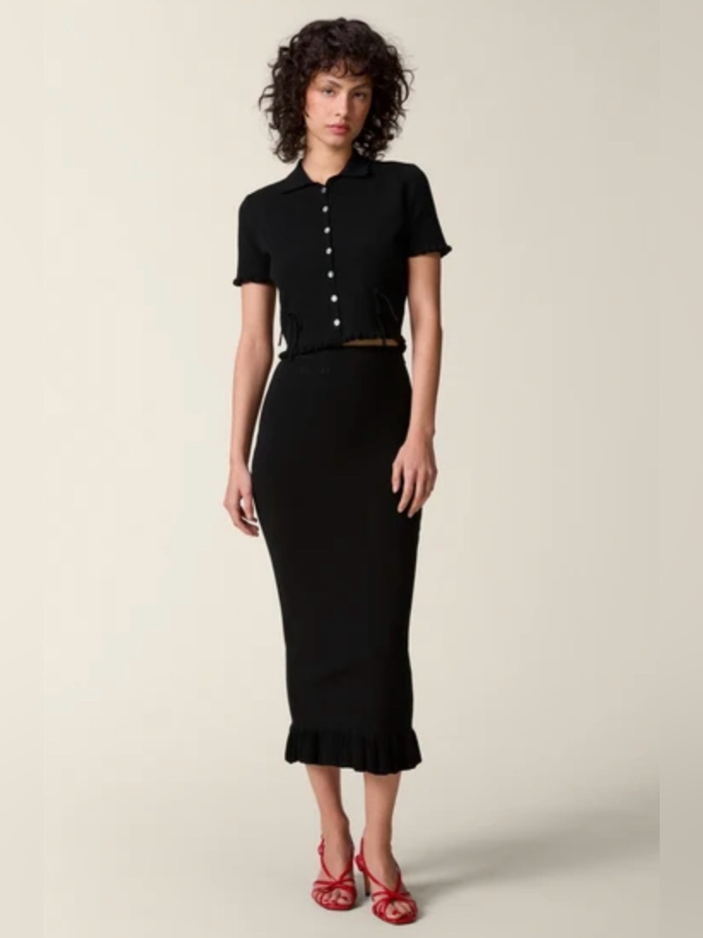ROUJE PARIS JAVOTTE COMPACT KNIT PENCIL SKIRT size 4 black